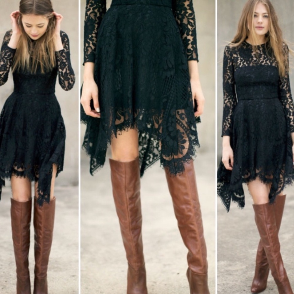 Lover Black Lace Halo Hanky Dress